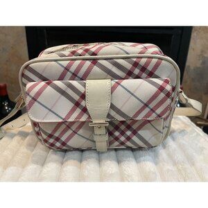 B325 - Burberry Nova Check Blue Label nylon and canvas crossbody shoulder bag